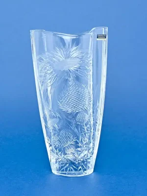 Hit Sezóny Křišťálová váza SMILE broušená, dekor bodlák, 275 mm, Crystalite BOHEMIA