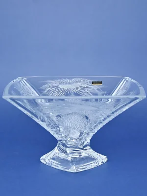Křišťálová mísa na noze, ručně broušená QUADRO, dekor bodlák, 320 mm, Crystal Bohemia Poděbrady Objednat Nyní