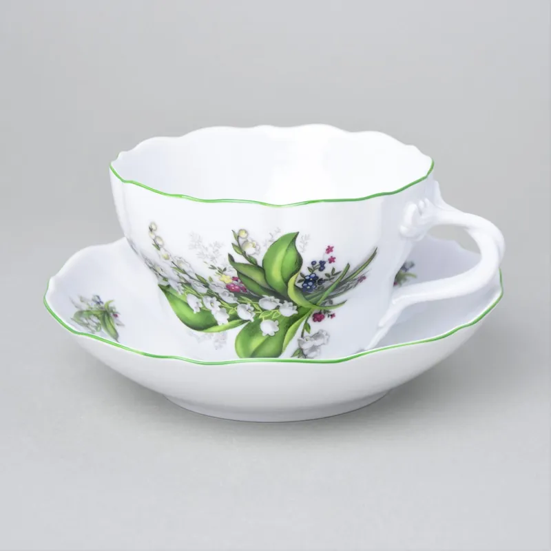 Sezónní Sleva Šálek a podšálek D + D 0,40 l / 18,2 cm, konvalinky, Český porcelán a.s.
