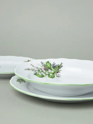 Talířová sada pro 6 osob, konvalinky 26-24-19, Český porcelán a.s. Nová Kolekce