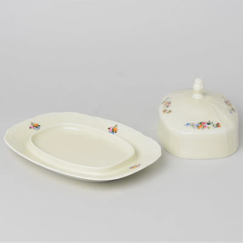 Máslenka na 250 g máslo, Thun 1794, karlovarský porcelán, BERNADOTTE ivory + kytičky Horká Nabídka