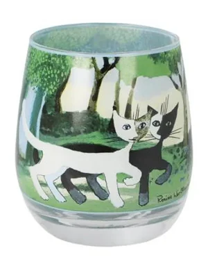 Aktuální Svícen Una passeggiata nel verde, 8,5 / 8,5 / 9,5 cm, sklov, R. Wachtmeister, Kočky Goebel