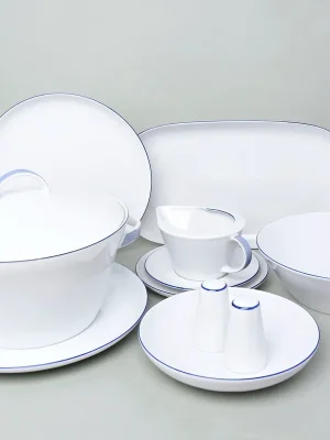 Jídelní souprava pro 6 osob, Thun 1794, karlovarský porcelán, TOM modrá linka Víkendová Akce