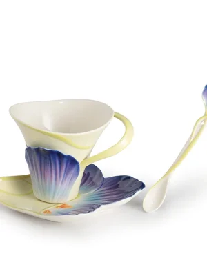 Horká Nabídka Šálek a podšálek + lžička 12 x 11.5 x 12.3 cm, Krokus, Porcelán FRANZ
