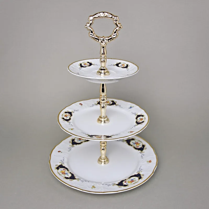Etažer 3-díl. 34 cm, Thun 1794, karlovarský porcelán, BERNADOTTE erbíky Zlevněný