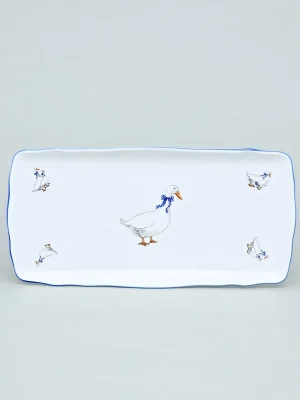 Podnos čtyřhranný 33 x 16 cm, Český porcelán a.s., husy Akční Nabídka