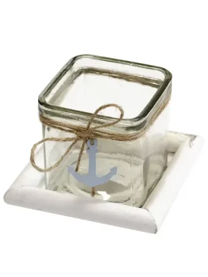Akce Svícen sklo s kotvou 8x8x8 cm