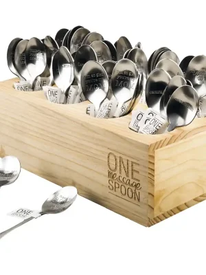 Značkový One Message Spoon Dřevěný stojan na lžičky, 8 otvorů, výška: 90 mm, délka: 280 mm