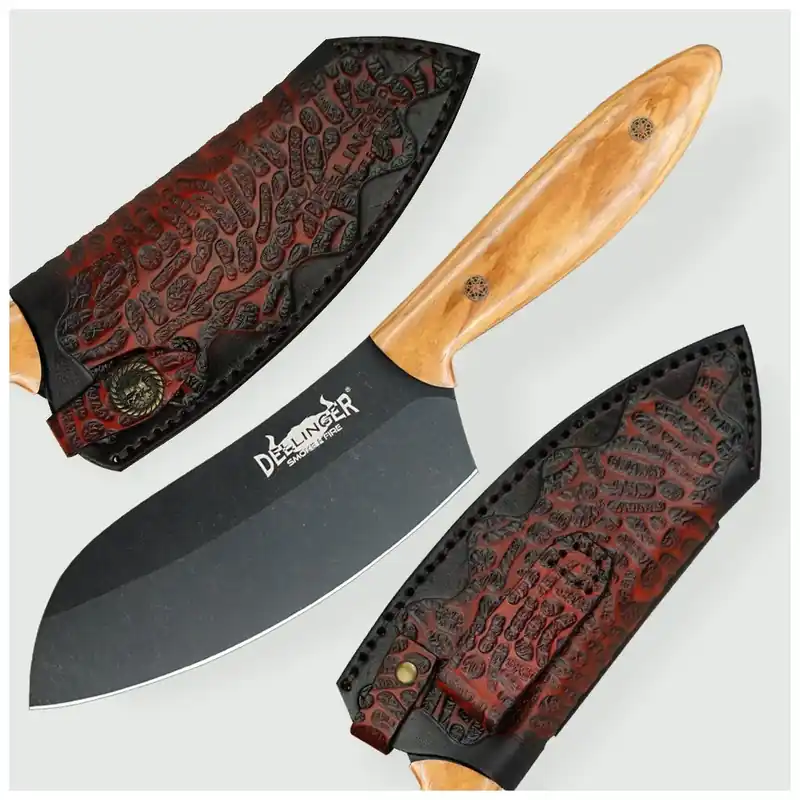 Přímo Od Výrobce Nůž 165 mm BBQ Dellinger D2 Sand Olive