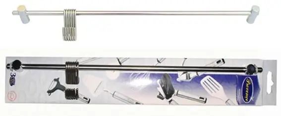 Časově Omezené Tyč na zavěšení, 6 háčků, nerez, 40 cm