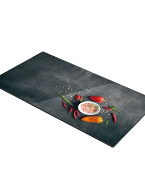 Skleněná odkládací deska na sporák ONLINE 30 x 52 cm, sůl a chilli Expresní Doručení