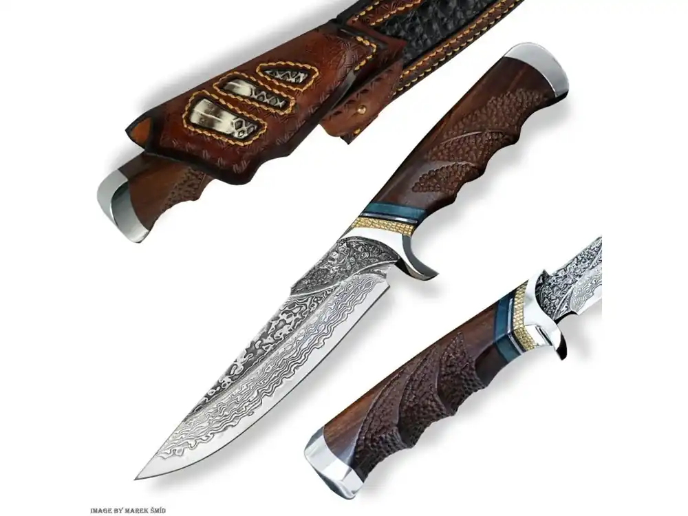 nůž lovecký Dellinger LANZEN 10CR15COMOV Damascus Sleva